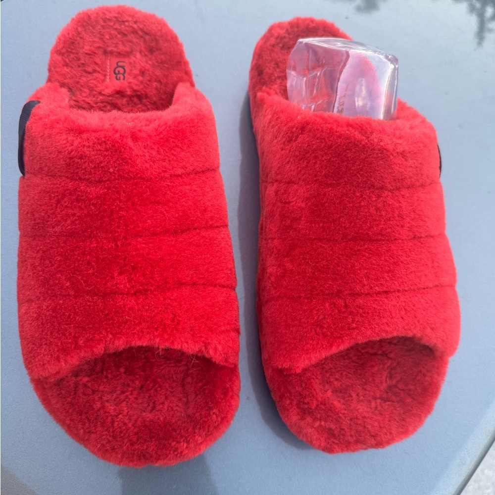UGG Red Fluffy Slippers